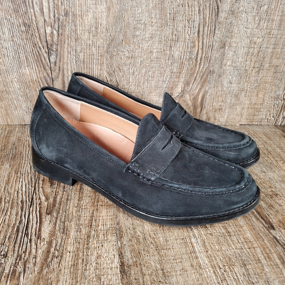 Vionic Waverly Women's Size 6 Black Suede Leather Penny Loafers Shoes